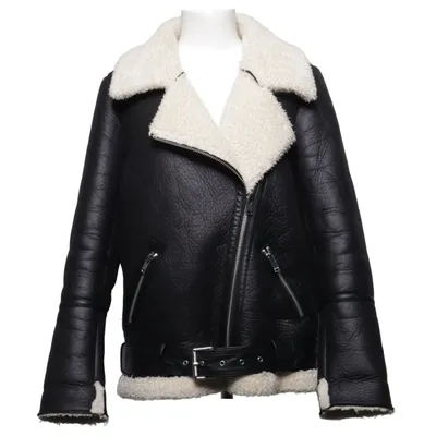 Shearling jacket (Black, White) from Mango Polyester