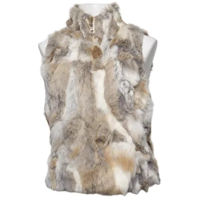 Bont gilet (Grijs, Beige, Wit) van Hollies Stockholm Katoen, Polyester, Polyurethaan, Konijnenbont