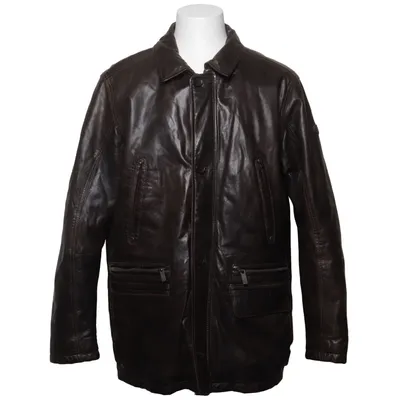 Leren jack (Bruin) van Trapper Katoen, Leer, Polyester, Wol
