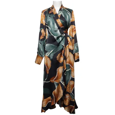 Wickelkleid (Schwarz, Grün, Braun) von Object Recyceltes Polyester