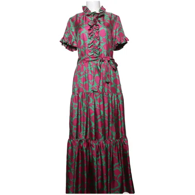 Maxi dress (Green, Pink) from La DoubleJ Silk