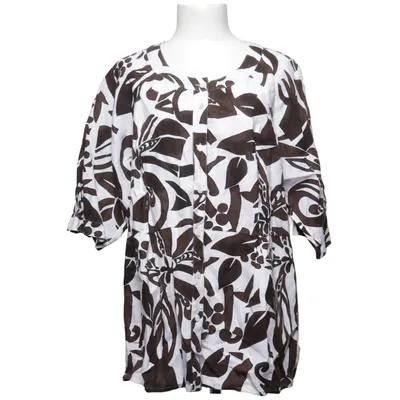 Bluse (Hvid, Brun) fra Selection by Ulla Popken Linned