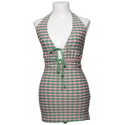 Halternek jurk (Roze, Groen) van Zara Elastaan, Polyester