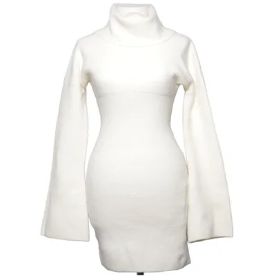 Robe à col roulé (Blanc) de Oh Polly Acrylique, Élasthane, Polyamide, Laine