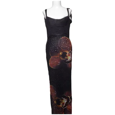 Maxi jurk (Zwart, Meerkleurig) van Outcast Elastaan, Polyester