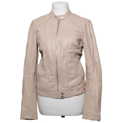 Læderjakke (Beige) fra Tigha Læder, Polyester