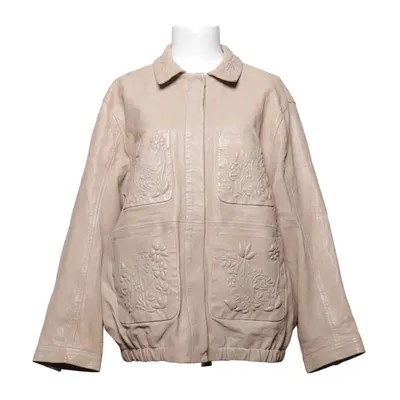 Leren jack (Beige) van Munthe Katoen, Leer, Polyester