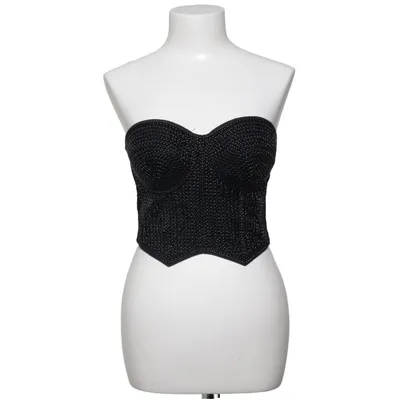 Crop top (Zwart) van Rotate Katoen