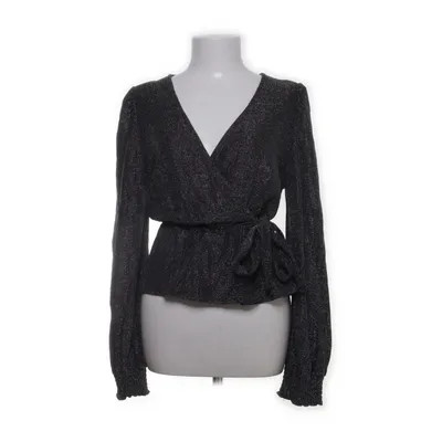 Wrap blouse (Black, Silver) from Retro & Icone Elastane, Polyamide
