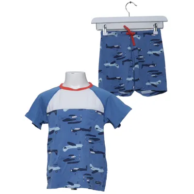 Pyjama (Blauw, Wit, Rood) van Polarn O. Pyret Elastaan, Organisch katoen