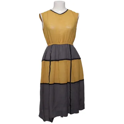 Dress (Yellow, Gray) from Chaleur Acetate, Cupro, Polyester