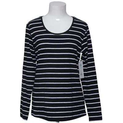 Langærmet t-shirt (Sort, Hvid) fra Basic You Elastan, Økologisk bomuld