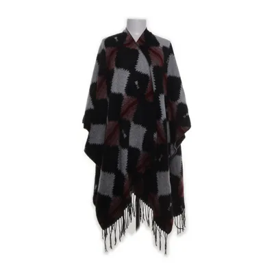 Poncho (Röd, Flerfärgad) Akryl