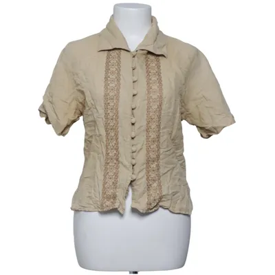 Chemise à manches courtes (Beige) de Oui Set Coton, Lin
