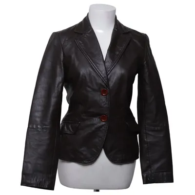 Blazer en cuir (Marron) de Zara Basic Cuir, Polyester