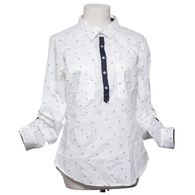 Blus (Vit, Blå) från Zara Basic Bomull, Elastan