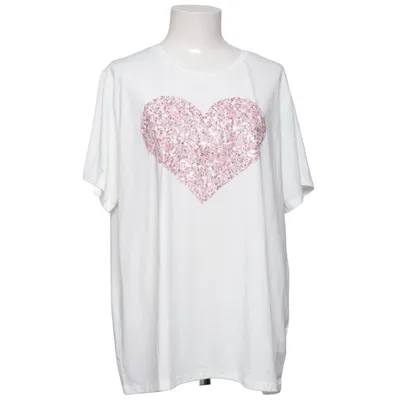 T-shirt (Vit, Rosa) från Shein Curve Elastan, Polyester