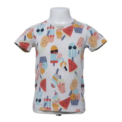 T-shirt (Wit, Meerkleurig) van Polarn O. Pyret Elastaan, Organisch katoen