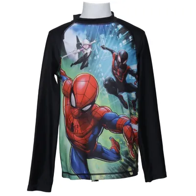 Langærmet t-shirt (Sort, Flerfarvet) fra H&M x Marvel Elastan, Polyester
