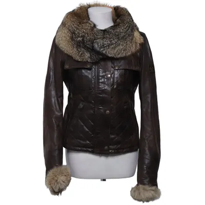 Leren jack (Gold ) van Belstaff Katoen, Leer