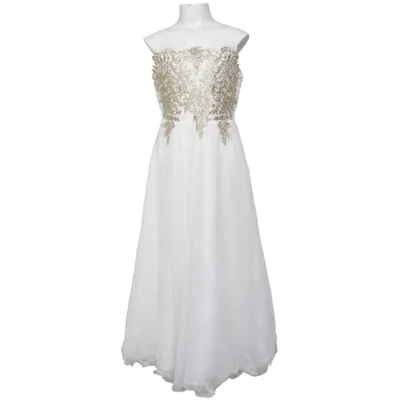 Robe de fille de fleur (Blanc, Or) de Rare Editions Polyester