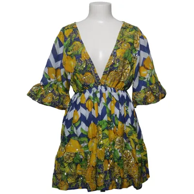 Jurk (Geel, Blauw, Meerkleurig) van Antica Sartoria Katoen