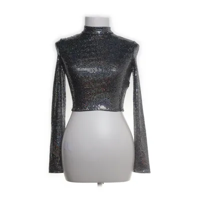 Crop top (Silver) from Bershka Special Edition Elastane, Metallic fiber, Polyamide