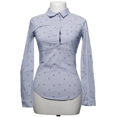 Blouse (Blue, White) from Zara Basic Collection Cotton, Elastane, Polyamide