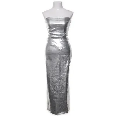 Maxi jurk (Zilver) van Zara Katoen, Elastaan, Polyester