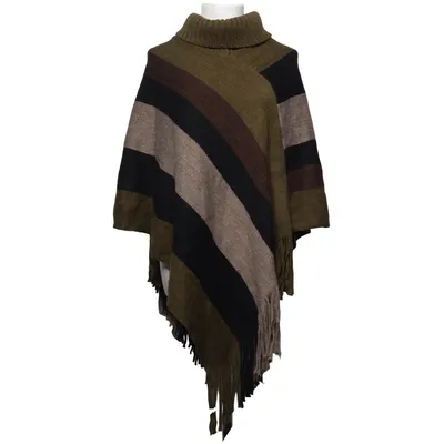 Poncho (Grön, Svart, Brun) Akryl