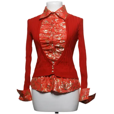 Blouse (Red, Gold, Multicolored) from Missy Cotton, Elastane, Viscose