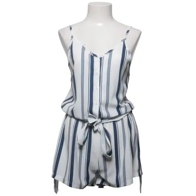 Jumpsuit (White, Blue) from Zaful Cotton, Polyester
