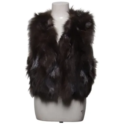 Gilet en fourrure (Marron, Gris) de Jin Diao Fur Fourrure