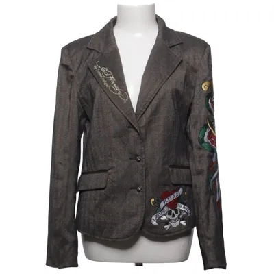Blazer (Brown, Multicolored) from Ed Hardy by Christian Audigier Elastane, Polyester, Viscose