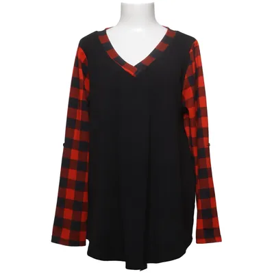 T-shirt à manches longues (Noir, Rouge) de Rosegal Élasthane, Polyester