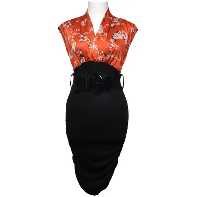 Kjole (Sort, Orange, Flerfarvet) fra Forever 21 Elastan, Polyester, Viscose
