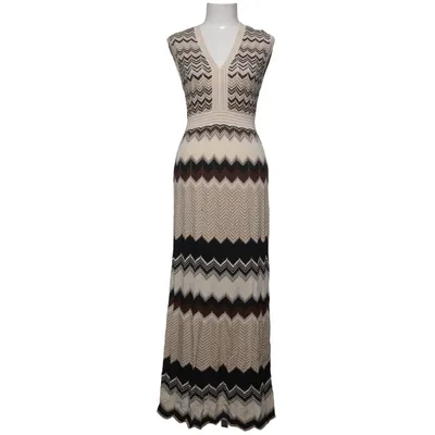 Maxikjole (Beige, Brun, Sort) fra Zero Metallfiber, Polyamid, Polyester, Viscose