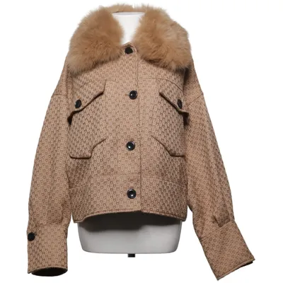 Överskjorta (Beige) från Meotine Akryl, Rävpäls, Polyester, Viskos, Ull