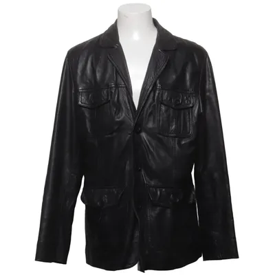 Leather jacket (Black) from Saki Leather, Polyester