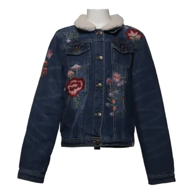 Lined denim jacket (Blue, Multicolored) from Mantaray Cotton, Faux fur