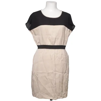 Dress (Black, Beige) from Zara Basic Linen, Polyester, Viscose
