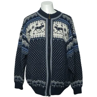 Cardigan (Blue, White) from Windfjord Wool