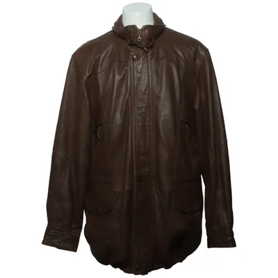 Veste en cuir (Marron) de Jilani Collection Coton, Cuir, Polyester