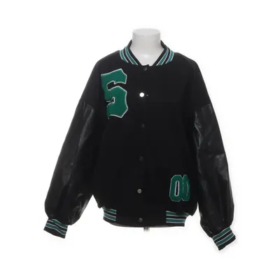Collegejacka (Svart, Grön) från Shein Elastan, Polyester