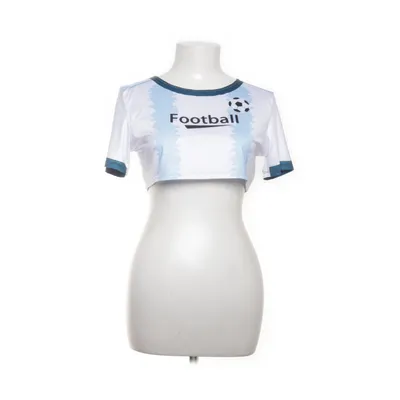 Crop top (Vit, Blå) från Romwe Elastan, Polyester