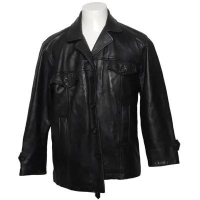 Leather jacket (Black) from Mexx Men Leather, Polyester