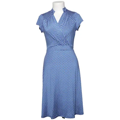 Wickelkleid (Blau, Weiß) von Stockholms Klänningsfabrik Elasthan, Polyester