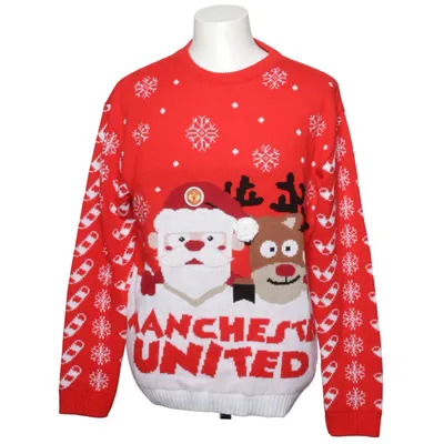 Julesweater (Rød, Hvid) fra Manchester United Akryl