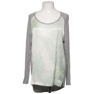 T-shirt à manches longues (Gris, Blanc) de Gwynedds Soie, Viscose