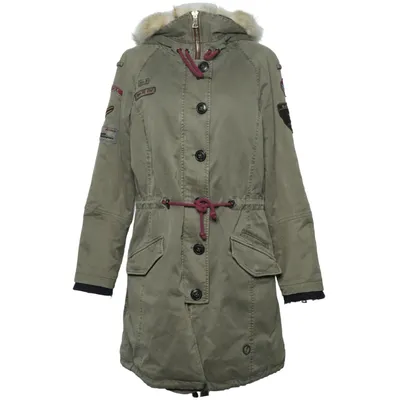 Parka (Vert) de Blonde No.8 Acrylique, Laine d'alpaga, Coton, Élasthane, Fourrure de renard, Polyester